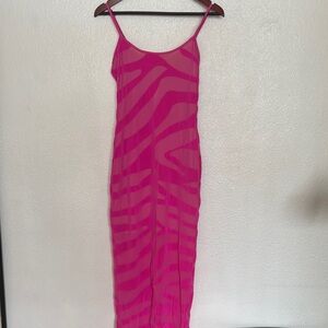 Pink Zebra Print Slip Dress